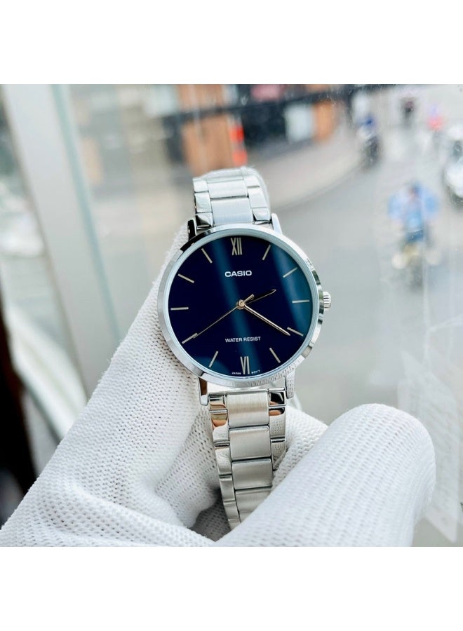 كاسيو طقم ساعة كاسيو MTP/LTP-VT01D-2BUDF كوارتز من الفولاذ المقاوم للصدأ، مناسب للزوجين - Image 3